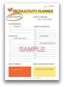 Daily Productivity Planner Positive Conditioning